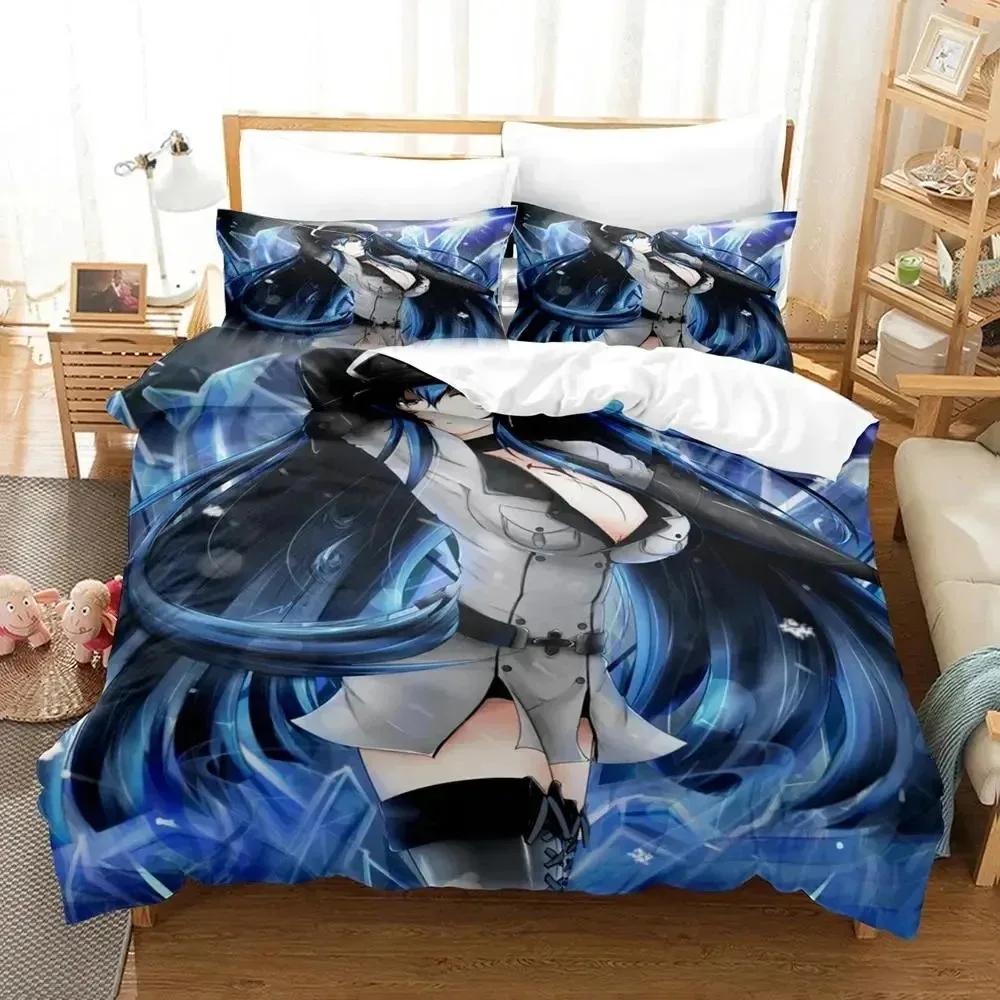 Anime Akame Ga Kill Esdeath Sängkläder Set Pojkar Flickor Enkel Dubbel Queen Size Påslakan Örngott Säng Barn Vuxen Hemtextil