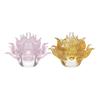 High Borosilicate Glass Lotus Flower Incense Holder & Candle Stick,Gold Gilded Buddhist Altar Decor for Home Temple
