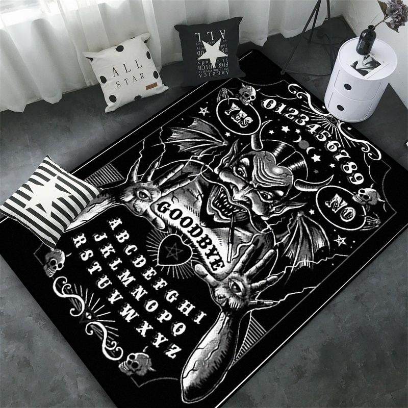 Schädel Baphomet Ziegen Dämon Raserei Bereichsteppich Blutrot-Baphomet Teppich-Baphomet Dekor-Satanische Matte-Satanische Heimdekoration