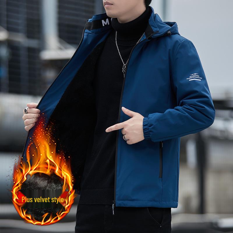 Men's 2025 Spring/Autumn Hooded Jacket: Printed Casual Sport Windbreaker