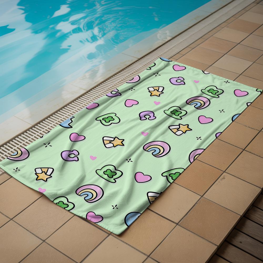 Lucky Charm Microfiber Beach Towel Quick Dry Sand Free Oversized Soft Absorbent Bath Towel for Swimming Pool Travel Gym