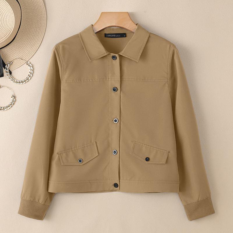 ZANZEA Dámská ležérní halenka s dlouhým rukávem s límečkem