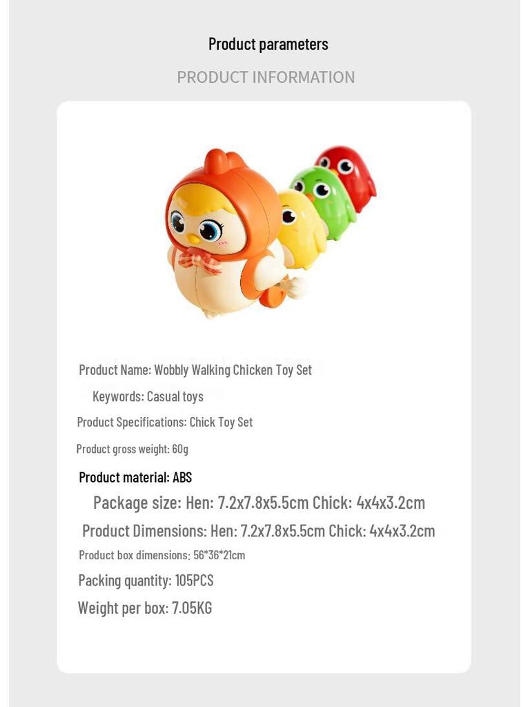 DOWMOO Wobbly Walking Chicken Toy Set for Parent-Child Interaction