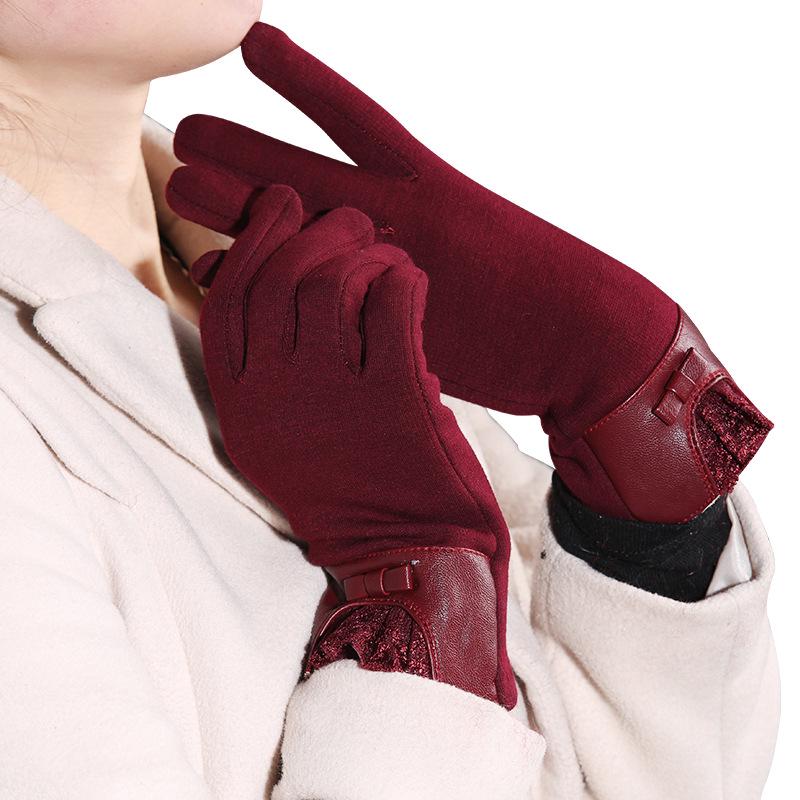 Women's Lambskin Leather Fur Winter Gloves with Hand-Muff - Cold Weather Protection.