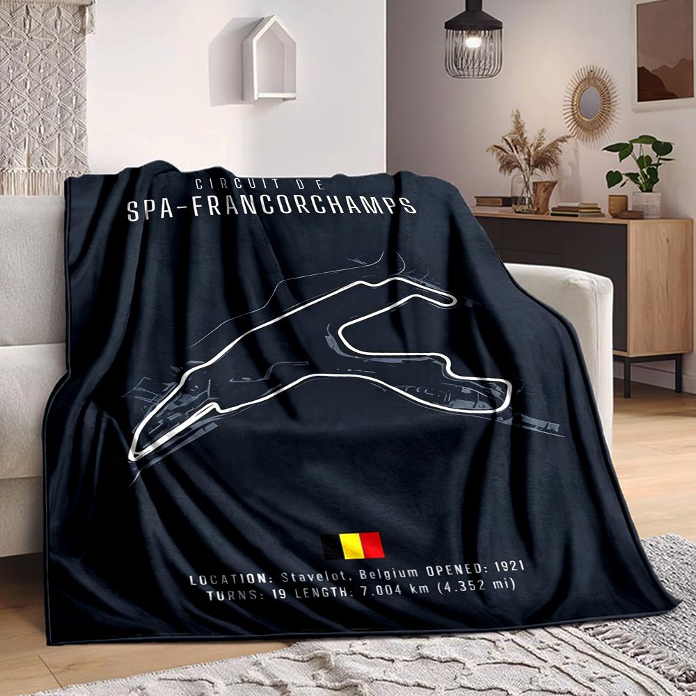 1Pc Spafrancorchamps Circuit Map Blanket Soft And Comfortable Casual Warm Camping Travel Christmas Halloween Xmas Gift M928136