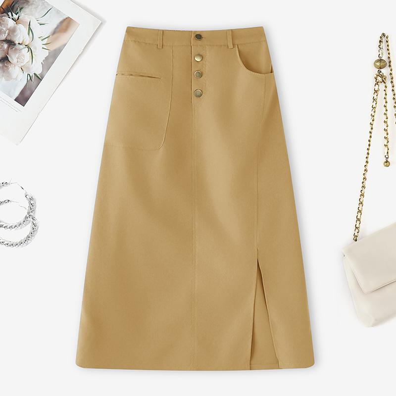 

ZANZEA Женские повседневные летние юбки миди однотонной расцветки 2XL хаки