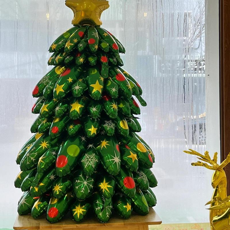 3D Large Christmas Tree Balloons Assemble Xmas Tree Aluminum Film Balloon for New Year Party Home Decor Photo Props Ornaments