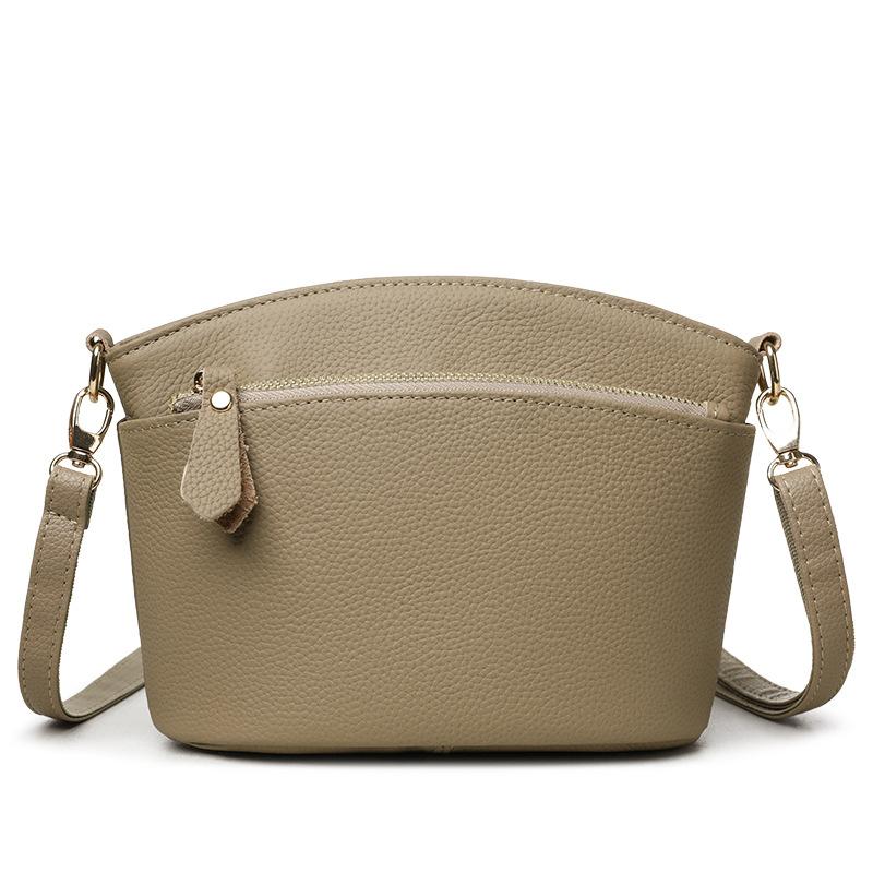 Genuine Leather Crossbody Bag, Top Grain Leather Bucket Shoulder Purse