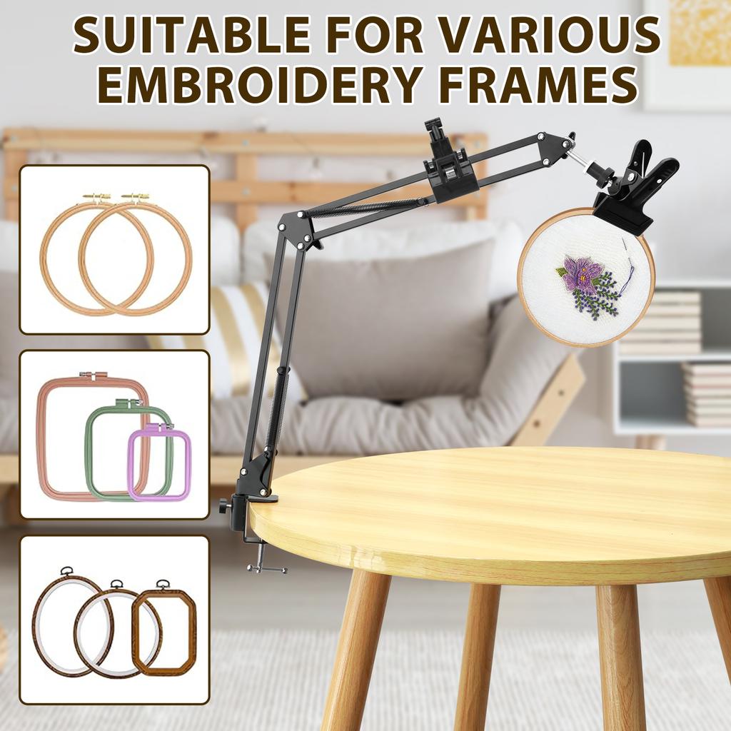 Stojak do haftu Metalowy uchwyt na tamborek Regulowany uchwyt na ramę do haftu Obracany o 360° Stojak do haftu krzyżykowego do rękodzieła