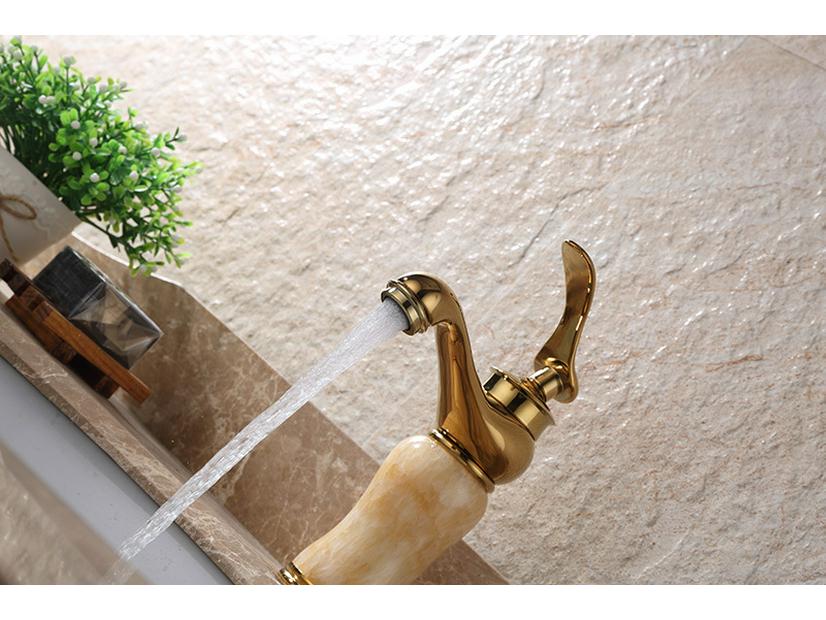 Evropská starožitná růžově zlatá a nefritová magická lampa umyvadlová baterie - Horká/studená směšovací