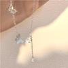Korean Style Fashion Collarbone Chain Inlaid with Flash Diamond Double Butterfly Tassel Necklace for Women Versatile Design Accessories