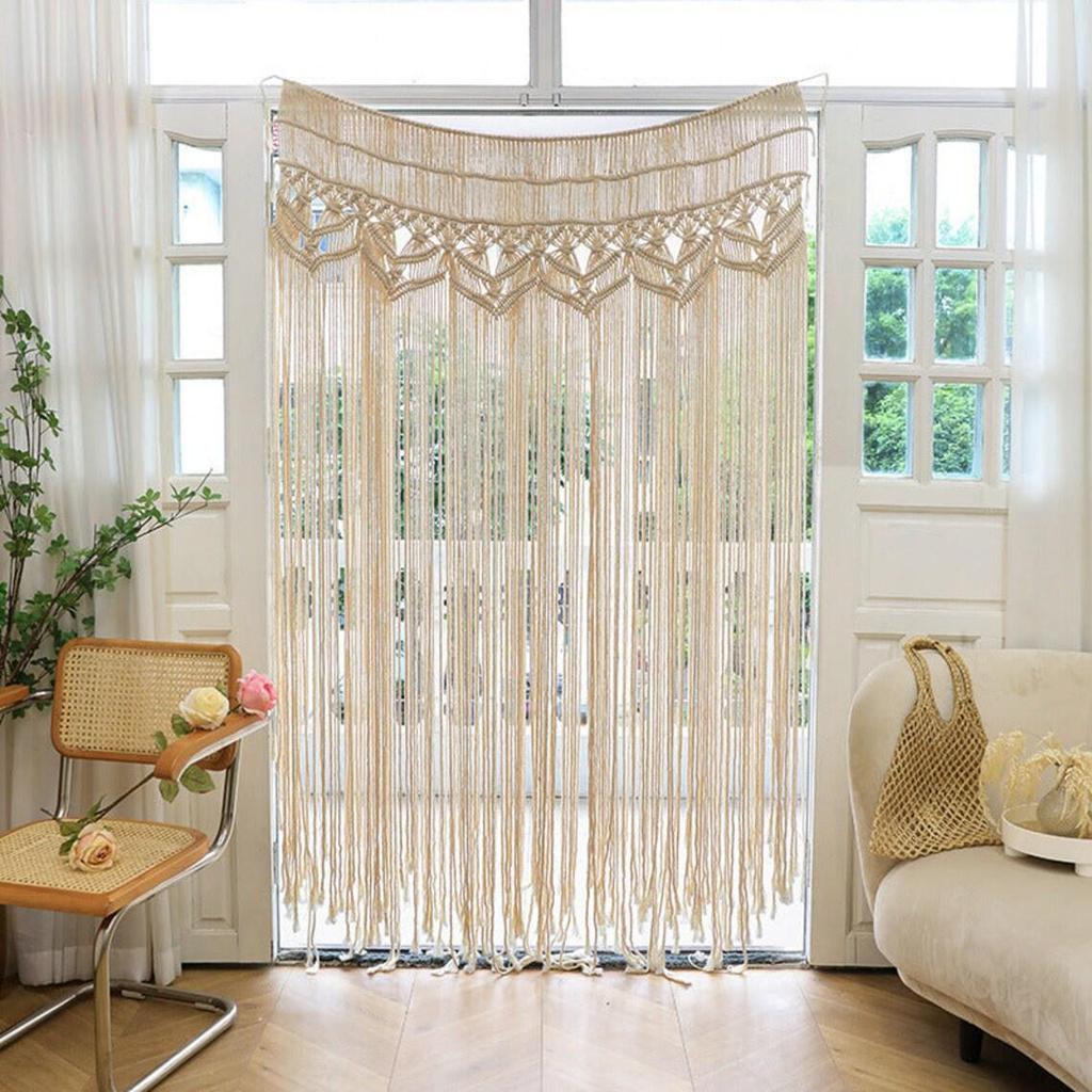 Handmade Woven Cotton Rope Tapestry Door Curtain: Nordic Bohemian Style for Home Decor