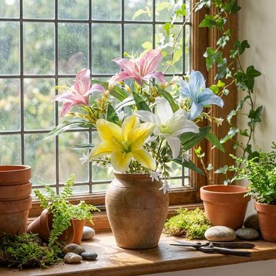 Floral Arrangements Plastic Artificial Flower Branch Real Touch Handmade Wedding Bouquets DIY Craft Fake Flowers Home Decor