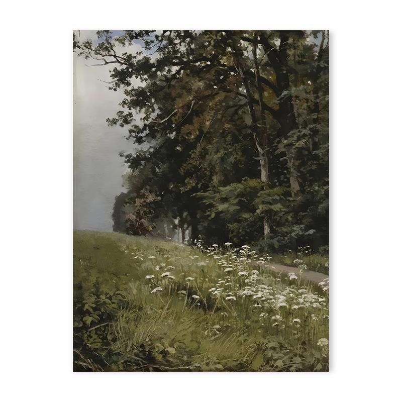 Vintage Countryside Wall Art Canvas Painting Retro Rustic Spring Flowers Natural Landscape Print Posters for Living Room Decor