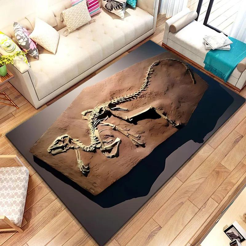 3D Dinosaur Fossil Art Pattern Rug Carpet for Living Room Bathroom Mat Creative Doormat Carpet for Bedroom Home Decor