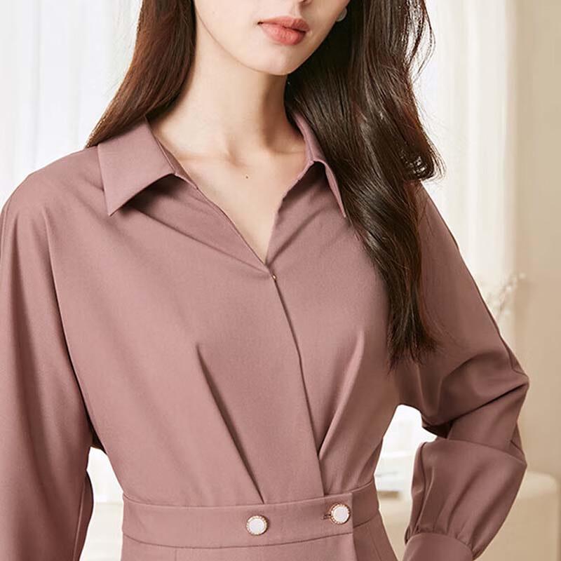 JESSIE Elegant Lapel Shirt Dress