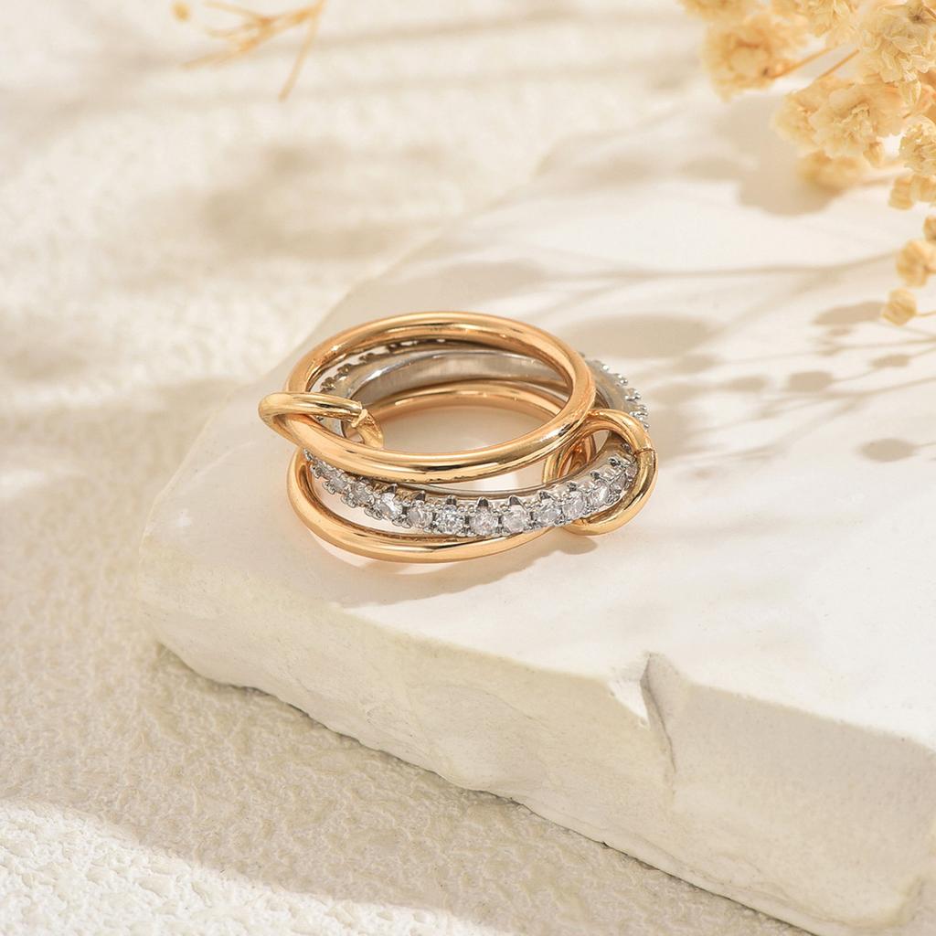 Popular Stacked Women's Ring Geometric Ring Series Design Diamond Ring Versatile Jewelry Women