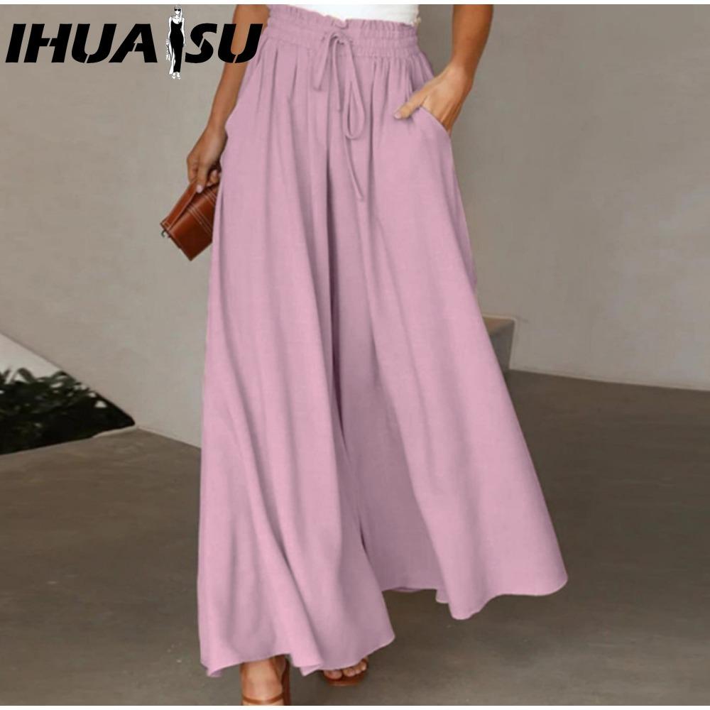 IHUASU Damenmode, lässig, einfarbig, bedruckt, Hosen und Caprihosen