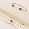 4 Piece Women Retro Geometric Love Star Set Green Diamond Square Bracelet And Bracelet Set Fashionable And Versatile Handpiece