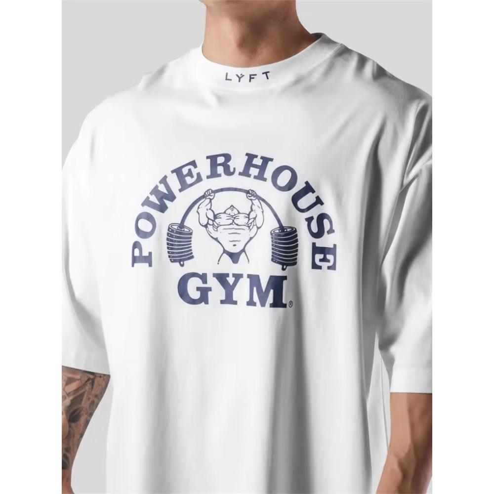 LYFT Jointly Men Running Sports Cotton T-shirt Gym Fitness Bodybuilding Loose Print Shirt Summer Male Jogging Training Tee Tops