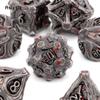 7 Pcs Silver Red Tree Stump Root Metal Dice Solid Metal Polyhedral Dice Set Suitable for Role-Playing RPG  Board Game Card Game