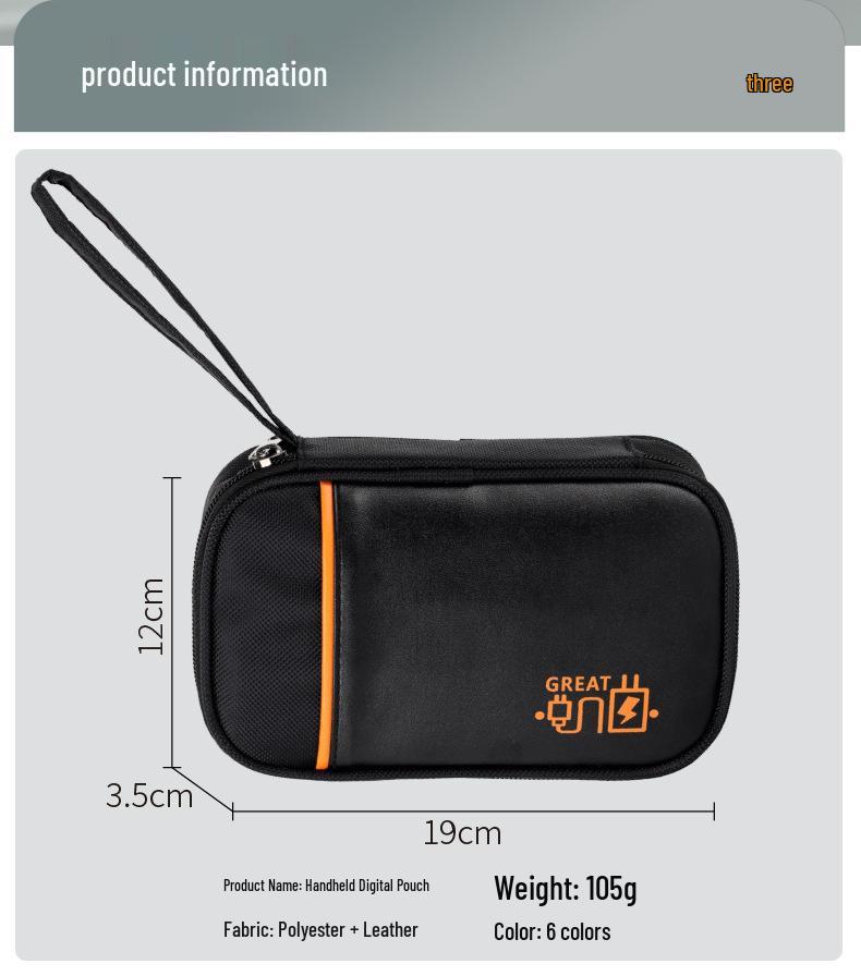 Sac de Rangement Portable à Main pour Accessoires Mobiles - Câbles de Données, Batteries Externes, Écouteurs, Conception Anti-Collision