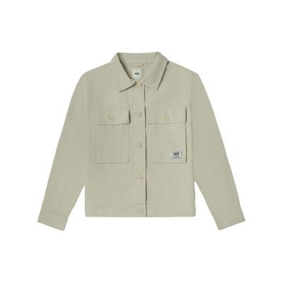 Solid Color Double Pocket Button Up Work Jacket Women Jackets Gray-Green VN0A5AR6EDQ