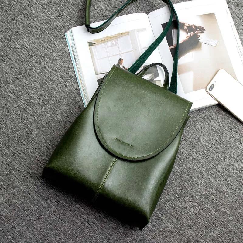 Genuine Leather Women Backpack Rucksack Cross Body Bag Book School Lady Cowhide Female Daypack Messenger Shoulder Bags Knapsack