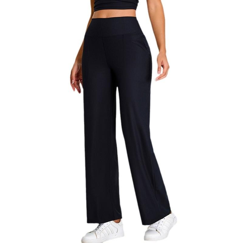 Sweatpants autumn and winter casual loose yoga pants women's threaded pockets wide-leg straight running quick-drying fitness pants