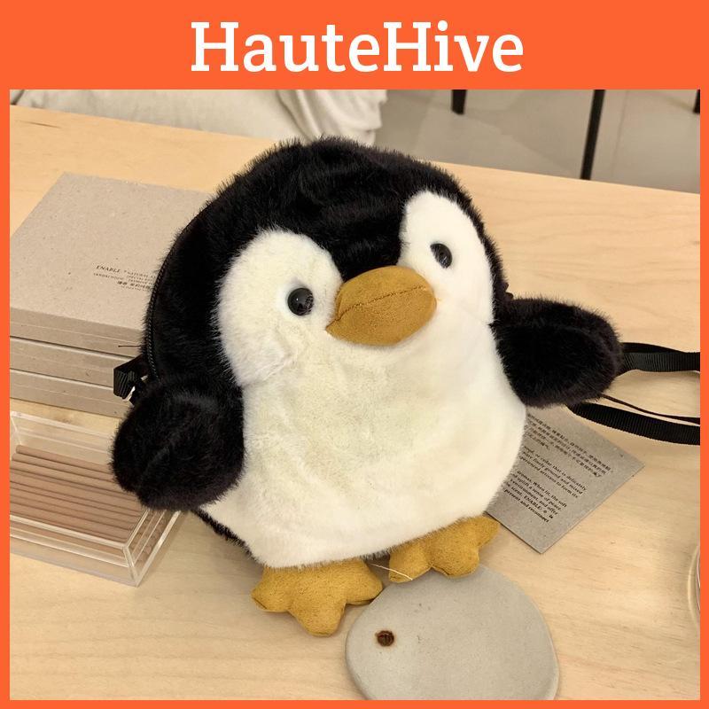 Penguin Plush Shoulder Bag Children Cartoon Crossbody Bag Outdoor Bag Storage