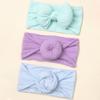 New Children's Hair Accessories Three-piece Set, Cute Baby Seamless Wide Headscarf, Nylon Bow Baby Headband