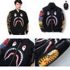 Shark Print Bomber Jacket For Men With Windproof Fabric For Casual Daily Wear