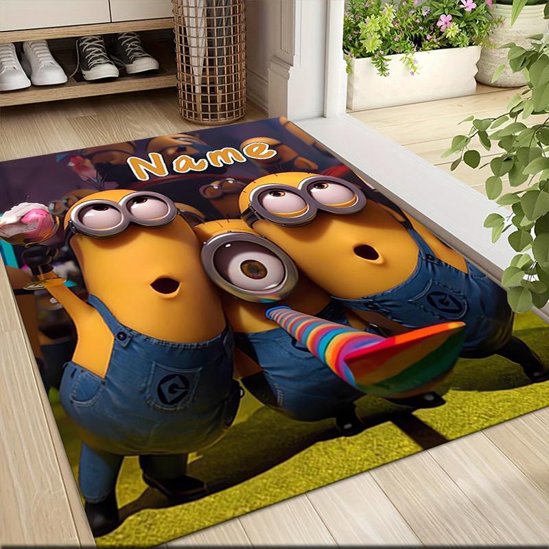 Custom Name Despicable Minions Party Carpet Rug Customizable Soft Washable Anti-Slip Home Living Room Sofa Mats Personalized Rug. 09091