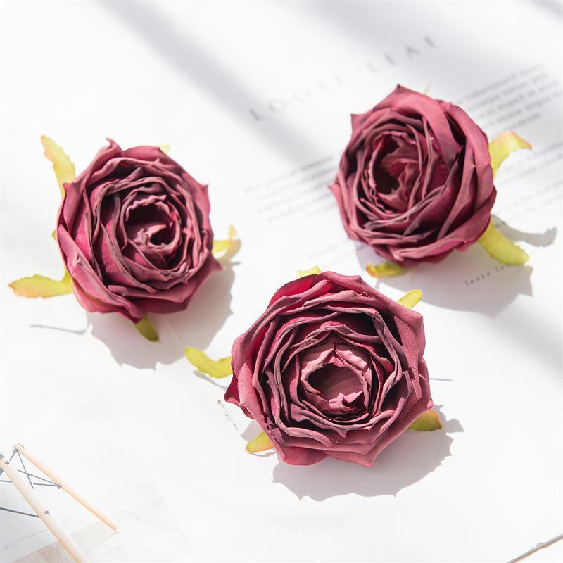 Große gerollte Kanten Rosenkopf Handgemacht DIY Künstliche Rosen Blumen Schößchen Hochzeitsblume Künstliche Requisiten Dekoration Kunstblumen