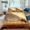 Set Copripiumino Piramide King Africano Antico Egizio Piramide Vintage Set Biancheria da Letto Poliestere Cammello Scena del Deserto Egitto Copripiumino
