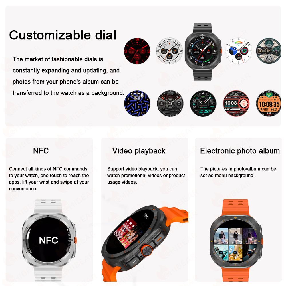 2025 New Smartwatch Watch 7 Man Woman Sports Outdoor Compass Bluetooth Call 32GB NFC Heart Rate Weather For Samsung Smartwatch