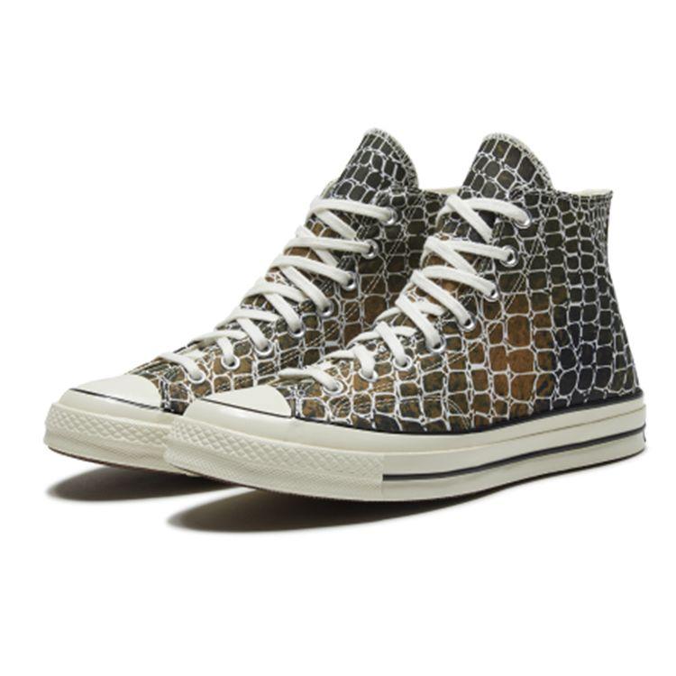 Converse Animal Print Chuck 1970s Crocodile Casual Comfortable High-Top Canvas Shoes Unisex Sneakers Brown Black 167485C