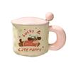 Cute Cartoon Puppy Ceramic Cup High Looking Mug Cup with Lid Spoon Water Cup Birthday Gift for Girls and Children