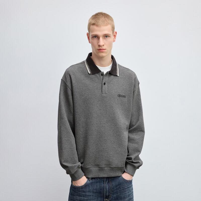 CHINISM Men s Polo Collar Pullover Sweatshirt XL