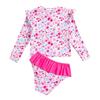 Jenter Solbeskyttende Badedraktsett Todelt Rash Guard Langermet Badebukse Tankini med Bikinibunn Blomstertrykk Barn Strandklær