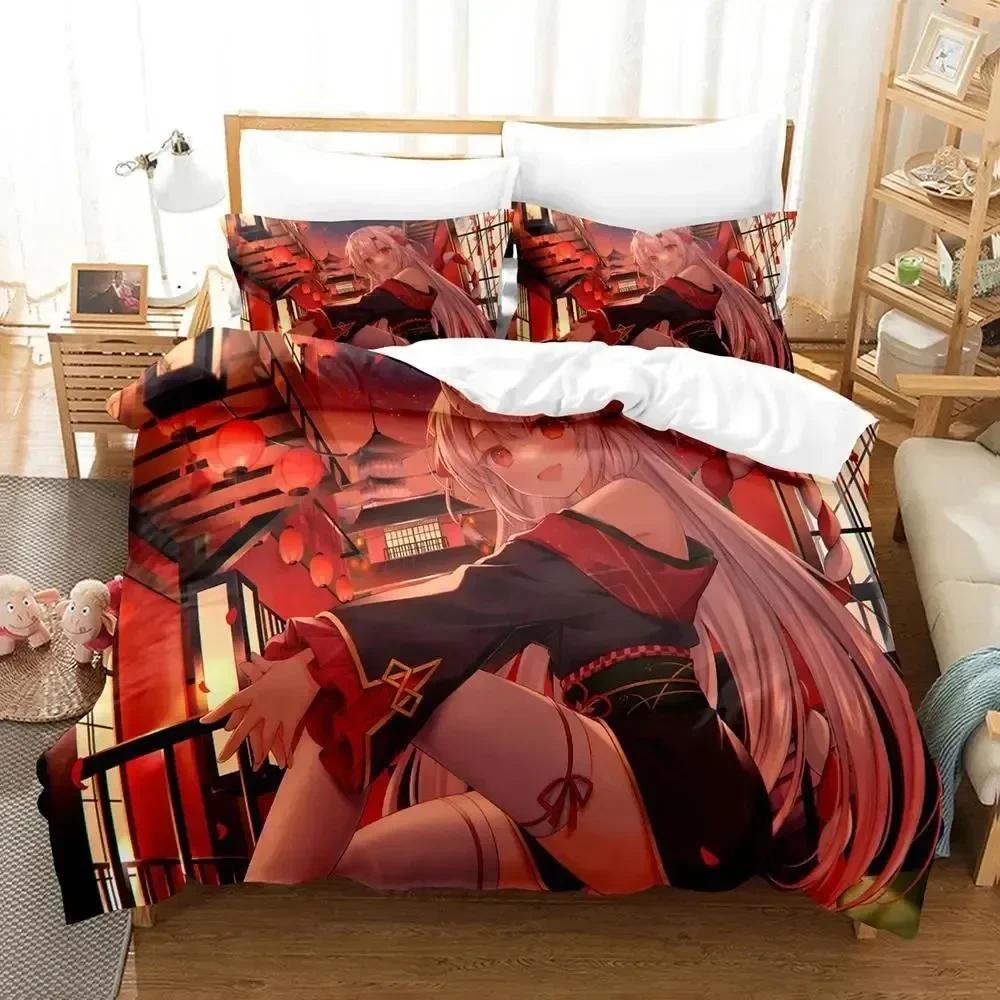 Comforter 3D Print Anime Nakiri Ayame Bedding Set Bedroom Soft Modern S Comefortable Kids And