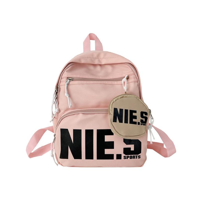 Stylish Mini Backpack For Kids With Trendy Letter Print And Modern Canvas Design розовый