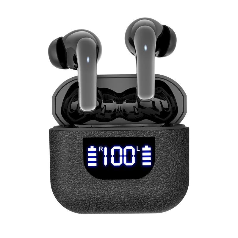 Wireless Earphone 40dB Noise Cancelling Bluetooth 5.3 Headphone with LED Display HD Call Earbuds for Business Office Travel Game