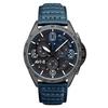 P-51 Mustang Blakeslee Cronógrafo Correa de Cuero Azul Aéreo Esfera Gris y Azul Cuarzo AV-4077-04 Reloj de Hombre