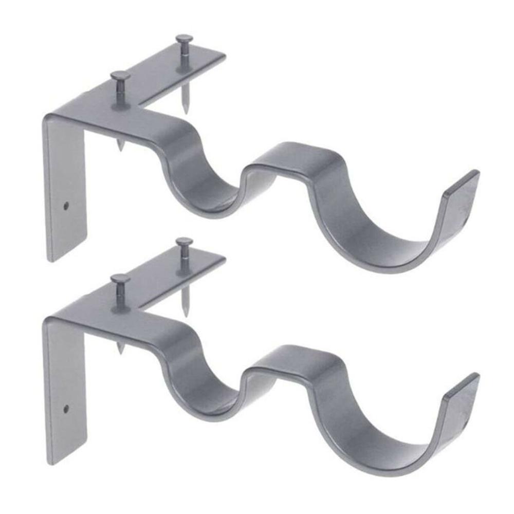 Hang Double Center Support Curtain Rod Bracket Into Window Frame Right
