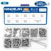 NINDEJIN Flat Point Set Screw Assorment Kit Stainless Steel M2-M10 Hexagon Socket Headless Set Grub Screw Kit with Hex Key
