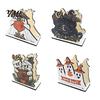 Ghost Pumpkin Centerpiece Halloween Wooden Napkin Holder, Black Cat Decorative Tabletop Tissue Kitchen Countertop Organizer Dispenser, Paper
