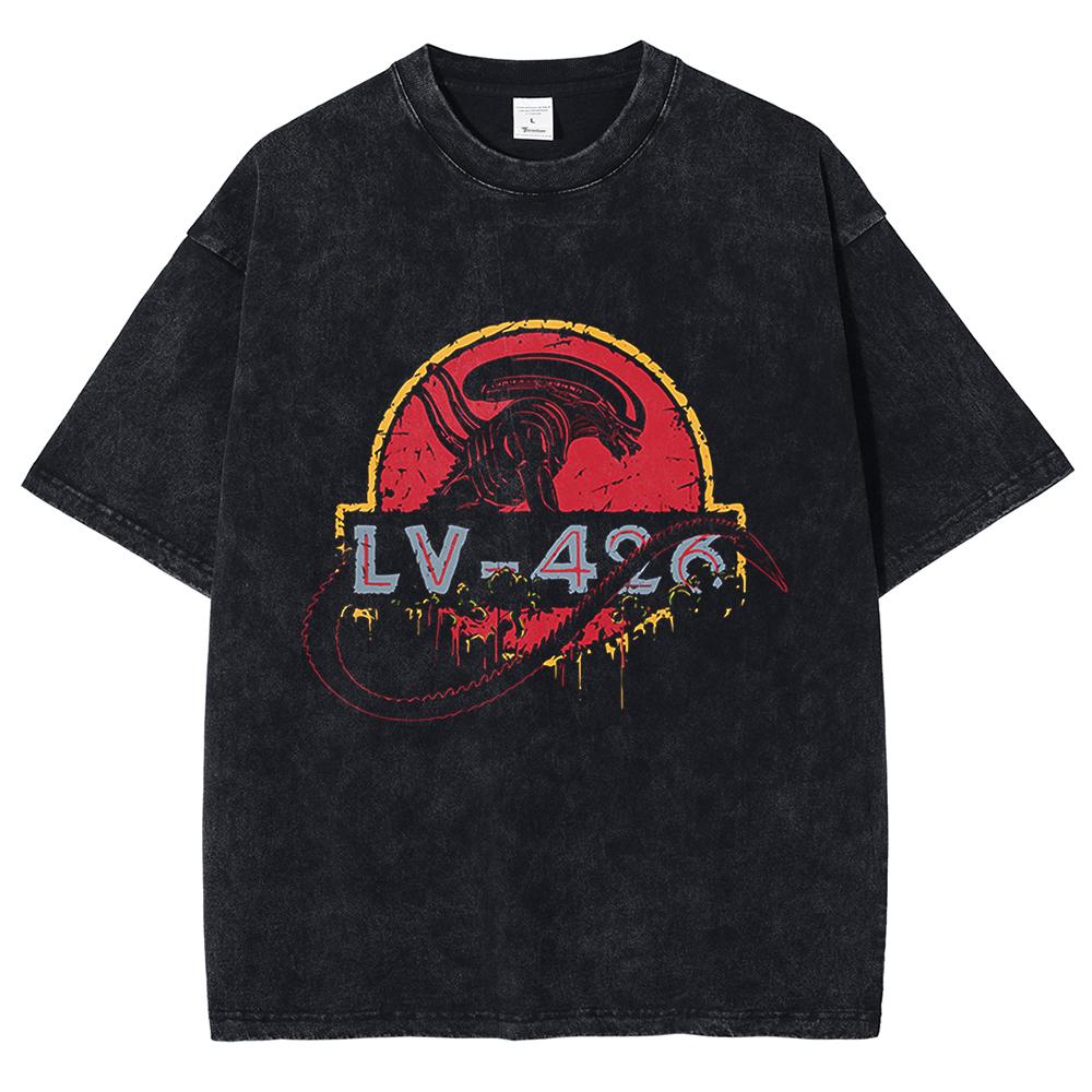 Herr T-shirt Retro Skräck Mördare Alien Mönster Tryckt Kortärmad Sommar Bomull Oversize Unisex Topp Sweatshirt