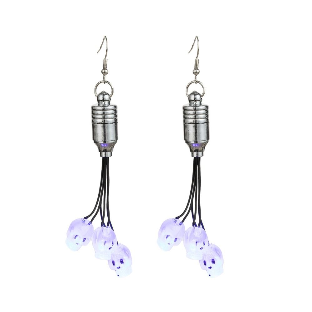 Pendientes de Clip Colgantes de Calabaza Eléctrica Pendientes de Gato Negro con LED Calavera Pendientes Colgantes Luminosos Regalo