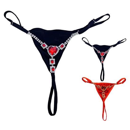 Sexy Rhinestone Thong for Women Mini G-string Bikini Thong Low